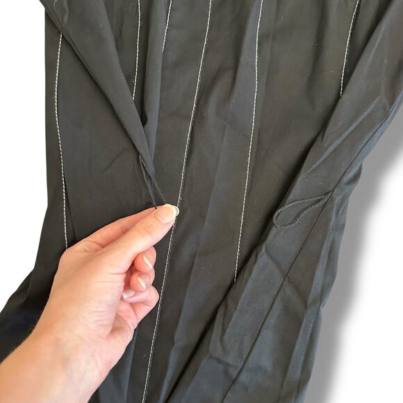 Lafayette 148 New York Black‎ Contrast Stitch Button Front Blouse Women’s 0 XS - Picture 7 of 9